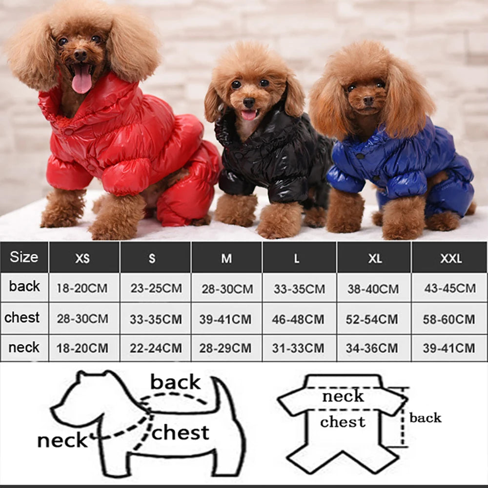 Winter Pet Dog Clothes Super Warm Down Jacket For Small Dogs Waterproof Pets Coat Cotton Hoodies For Chihuahua Puppy Clothing