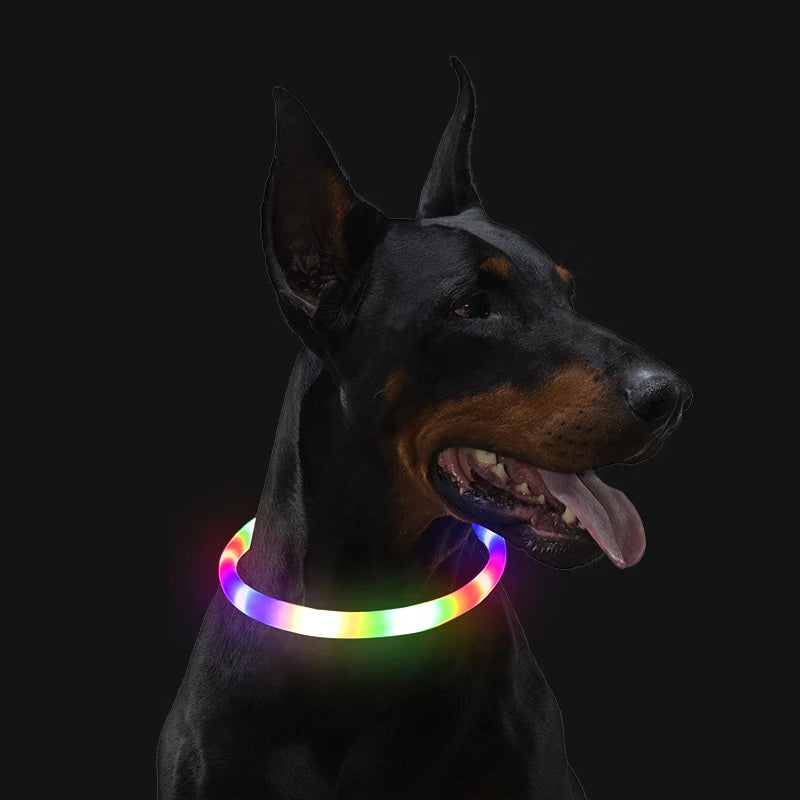 Led Pet Collar Dog Colorful Light-Up Collar Free Cut Night Light Dog Walking Lights Flashing Neck Scarf Usb Charging