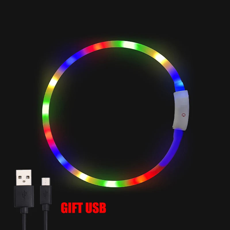 Led Pet Collar Dog Colorful Light-Up Collar Free Cut Night Light Dog Walking Lights Flashing Neck Scarf Usb Charging