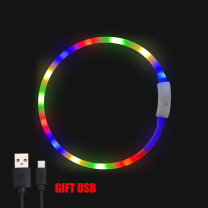 Led Pet Collar Dog Colorful Light-Up Collar Free Cut Night Light Dog Walking Lights Flashing Neck Scarf Usb Charging