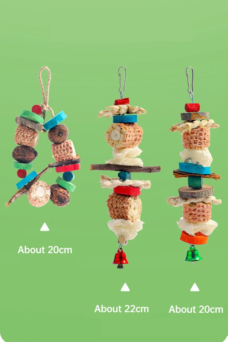 Natural Wooden Blocks Bird Chewing Toy